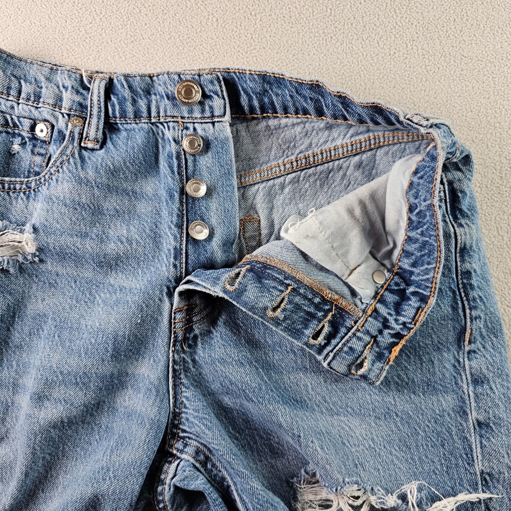 Aeropostale 90's Baggy Distressed Denim‎ Jeans Women 28W Blue Straight Leg - Picture 9 of 13
